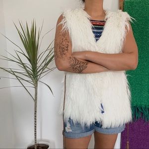Easel White Faux Fur Vest